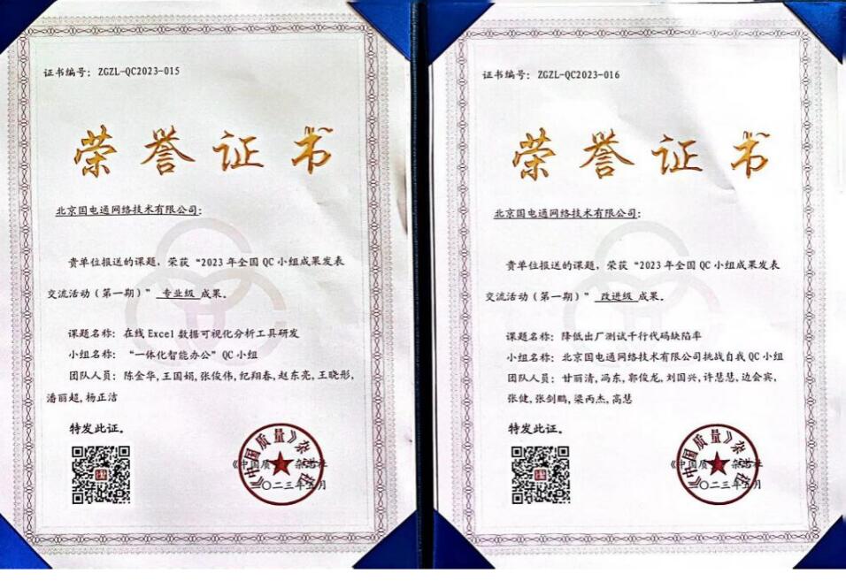 國網(wǎng)信通產(chǎn)業(yè)集團(tuán)國電通兩項(xiàng)QC成果分獲2023年全國QC小組成果二、三等獎(jiǎng)