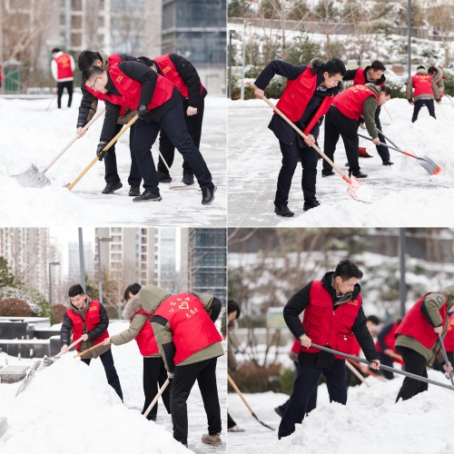 白雪更映“志愿紅”，山東電建公司志愿者掃雪除冰在行動(dòng)