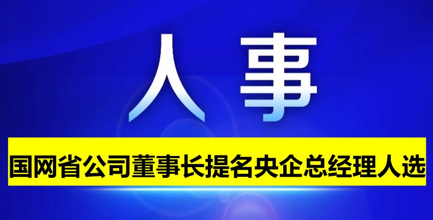 國(guó)網(wǎng)省公司董事長(zhǎng)提名為央企總經(jīng)理人選！